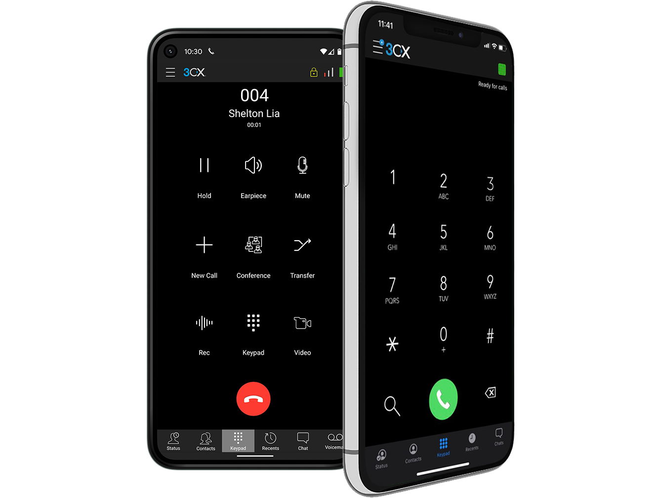 3CX iOS app keypad — Ready for calls status and dial pad